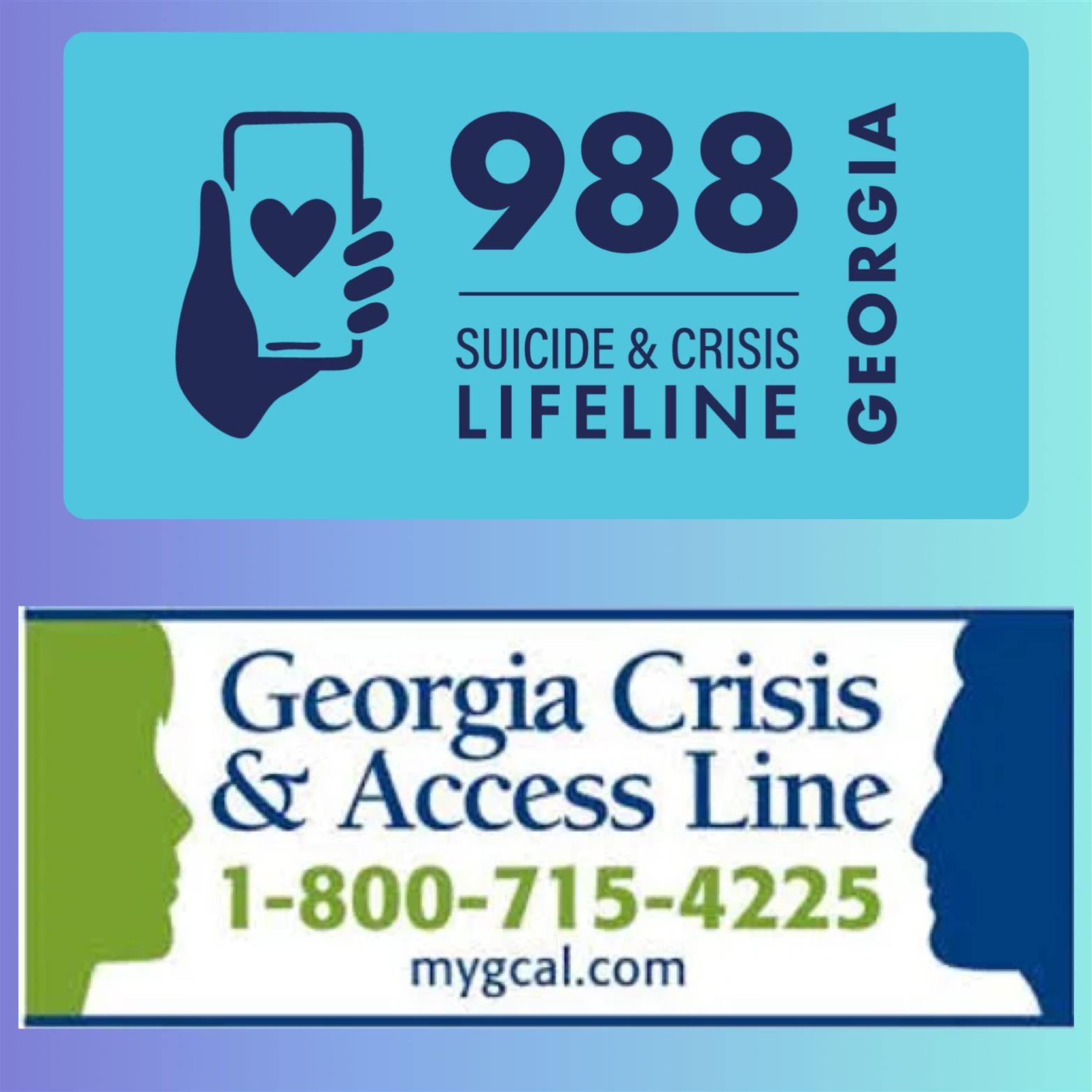 Photo of Suicide & Crisis Lifeline 988 and GCAL Crisis Line Photo of Suicide & Crisis Lifeline 988 and GCAL Crisis Line